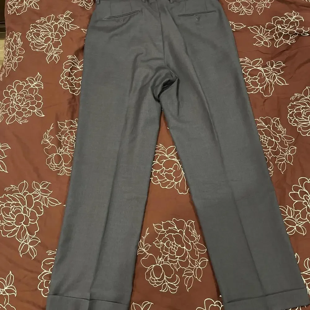 SANTORELLI MENS DARK BLUE DRESS PANTS 36x31 100% WOOL MADE IN ITALY GREAT COND!